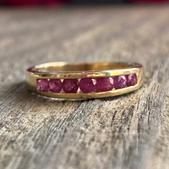 Vintage Ruby 14K Yellow Gold Ring Band - image 2
