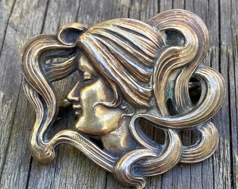 Kerr Art Nouveau Lady Sterling Brooch Pin