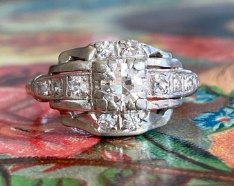 Art Deco .49 CTW Diamond Platinum Engagement Ring