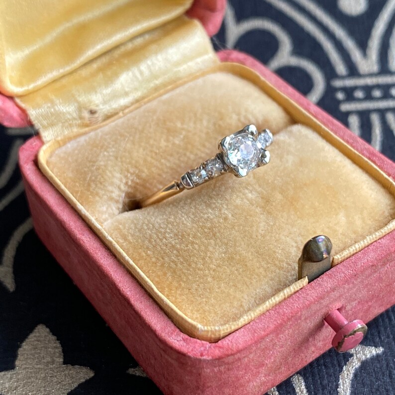 Vintage Diamond 14K Gold Engagement Ring Etsy