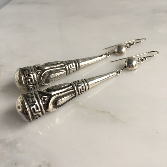 Victorian Silver Torpedo Earrings - image 2