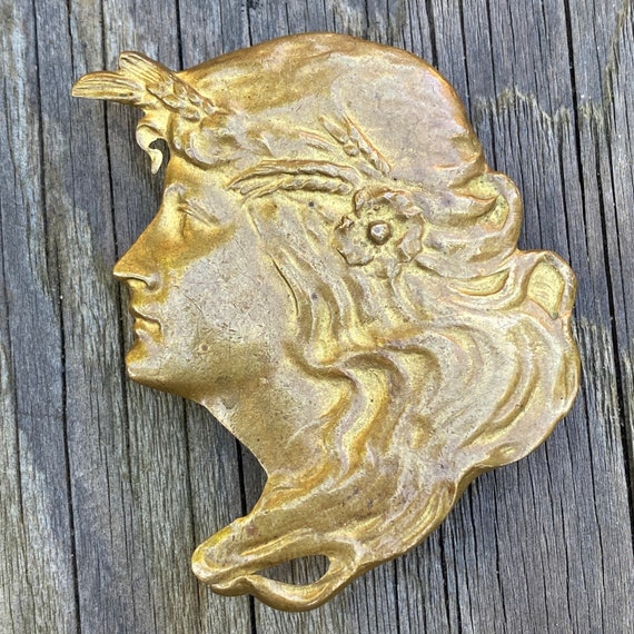 Art Nouveau Lady Belt Buckle - image 2