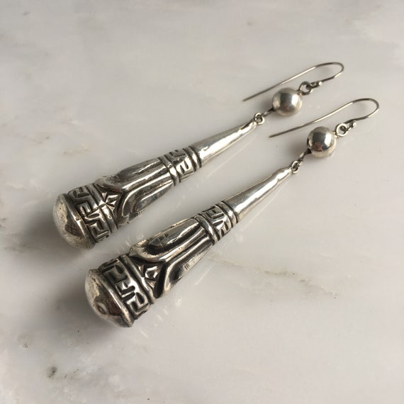 Victorian Silver Torpedo Earrings - image 3