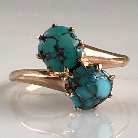 Vintage Turquoise 14K Gold Ring - image 3