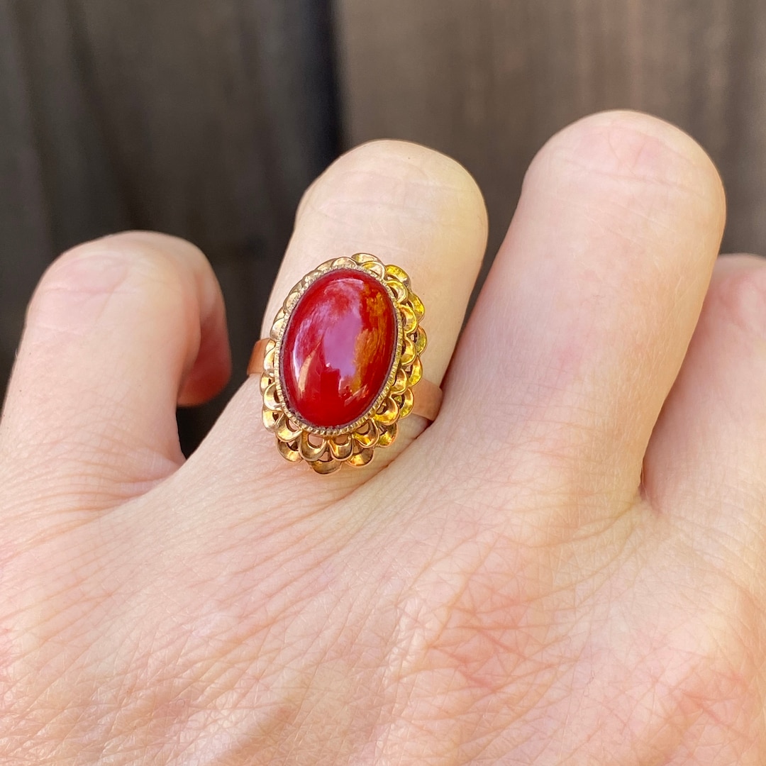 Red Coral Ring by Nancy Michel | _18K _22k _Contemporary Estate _insale coral  gold nancy michel ring