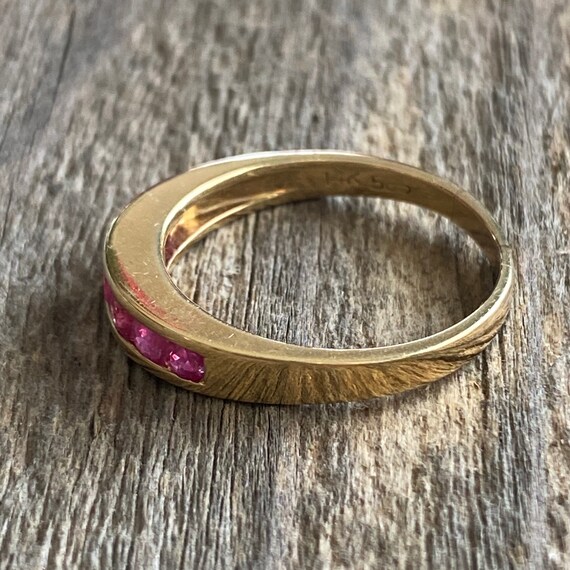 Vintage Ruby 14K Yellow Gold Ring Band - image 9