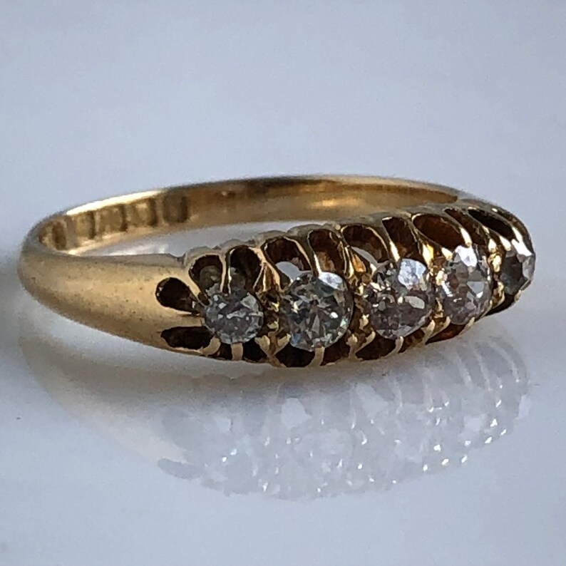 Victorian Belcher Diamond Hallmarked 18K Gold Band Ring Etsy