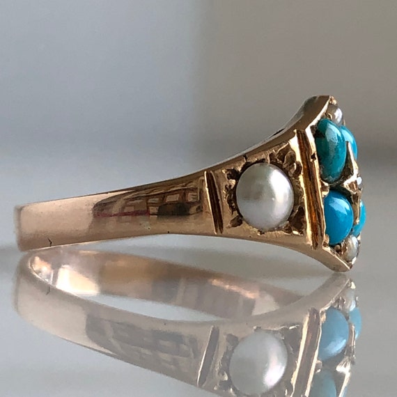 Victorian Turquoise, Pearls & Rose Cut Diamond 15… - image 5