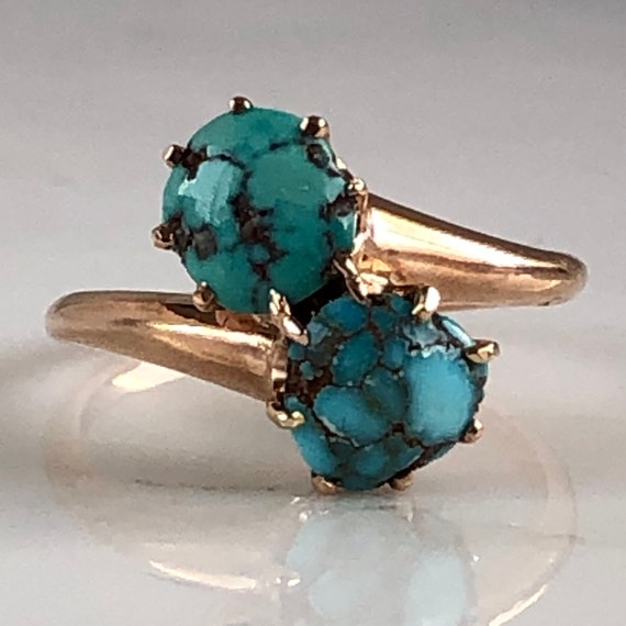 Vintage Turquoise 14K Gold Ring - image 4