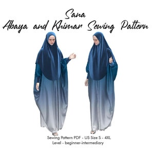 Easy Abaya and Khimar PDF Sewing Pattern, Hijab Modest Fashion Stitching for Women, Muslim Fashion, Burkha Sewing Template, Sewing for Eid