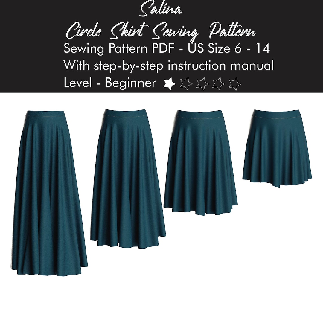 4-in-1 Circle Skirt Sewing PDF Pattern Project, Maxi Umbrella Skirt ...
