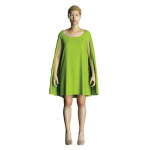 Cape Dress Pattern Design Sewing Pattern Project, Knee Length Dress Pattern, DIY Cape Dress, Instant Download PDF, Beginner-Friendly Sewing