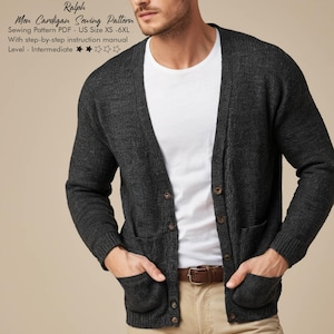 Men Cardigan Digital Sewing Pattern, Basic Cardigan Menswear Jacket PDF Pattern for Men, Size XS-6XL