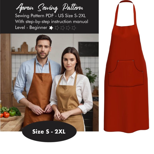 Pinafore Apron Sewing Pattern, Apron With Pockets Pattern Project