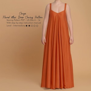 Sleeveless Floor Length Flared Gown Pattern Project For Stitching, DIY Formal Dress Instructions, Ballroom, Prom,Wedding,Bridesmaid Dress