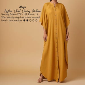 Kaftan Dress Sewing Pattern Project, Digital Sewing PDF, Maxi Dress for Women,Boho Fashion, Indie Style, Sizes 6-14, Unisex Fashion