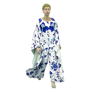 Kaftan Jumpsuit Sewing Pattern, Flare Pant Jumpsuit Digital PDF, Caftan Sleeve Romper, Easy Overall Download, Loose Palazzo Instant Download