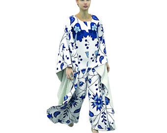 Kaftan Jumpsuit Sewing Pattern, Flare Palazzo Pants (Digital PDF)