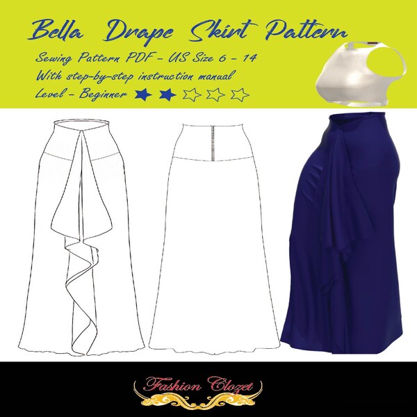 Maxi Skirt Sewing Pattern / Wrap Skirt Digital Pattern / Digital Sewing Pattern / PDF Sewing Pattern