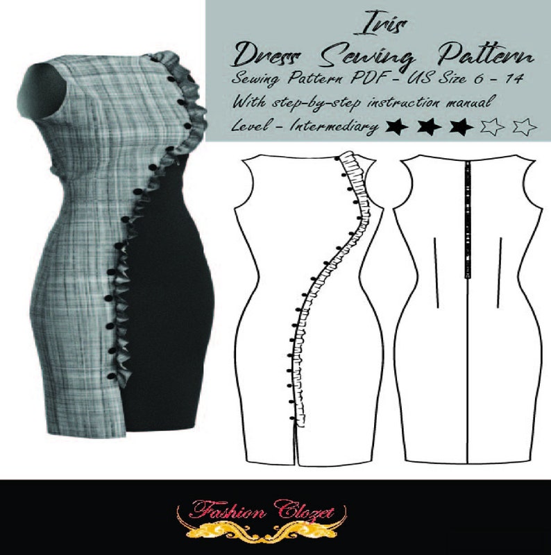 Pencil Dress Sewing Pattern Formal Dress PDF Pattern Etsy