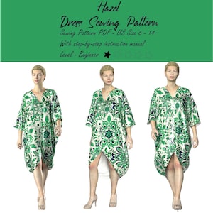 Kaftan Dress Sewing Pattern Project / Dress Sewing Pattern / Drape Dress Pattern /  Easy Sew Pattern