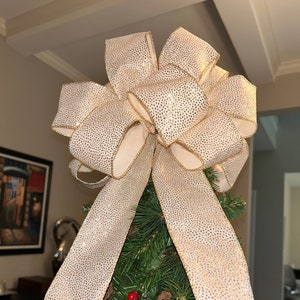 Ivory and Gold Sparkle Bow