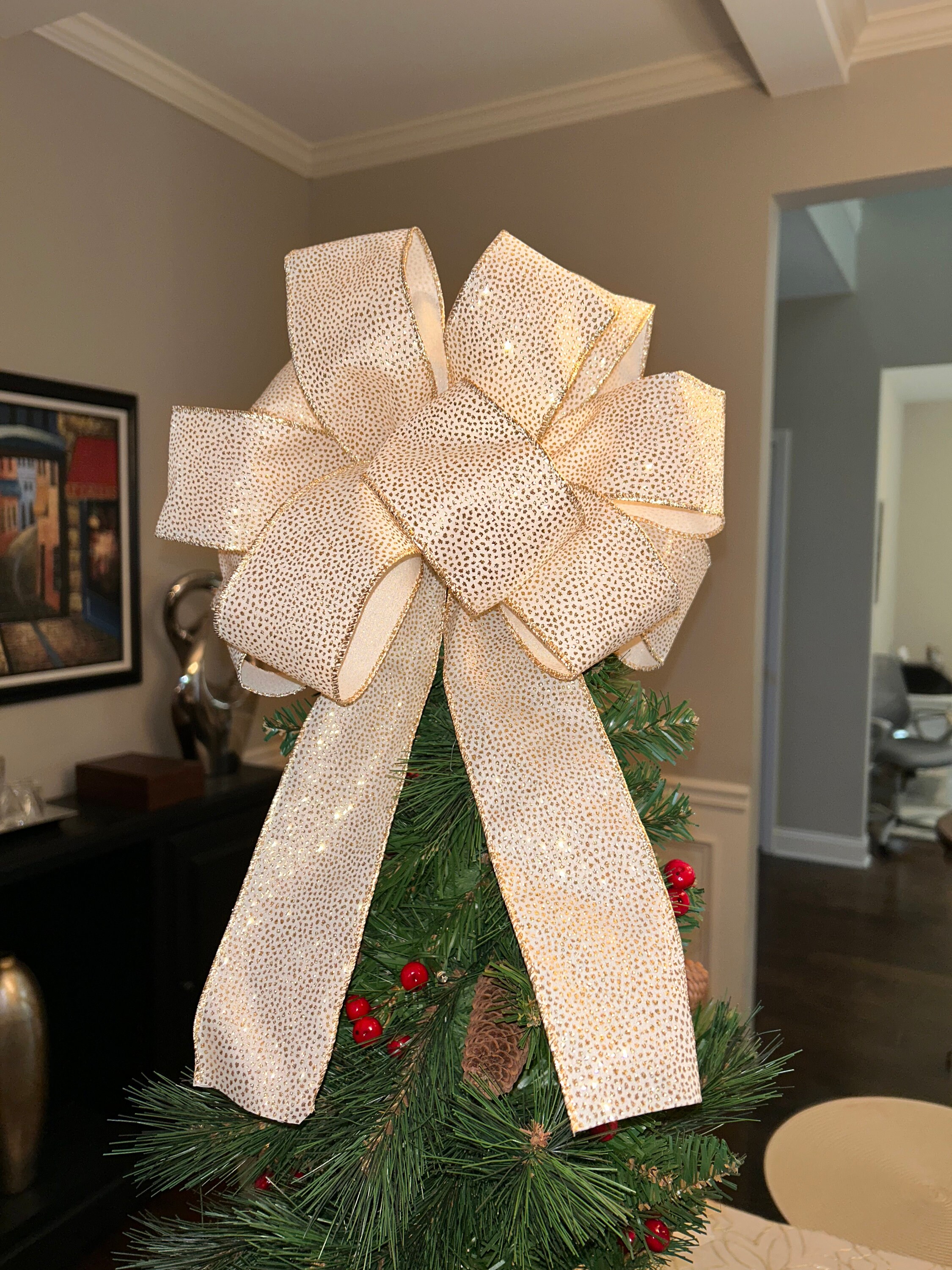 Ivory and Gold Sparkle Bow - Etsy