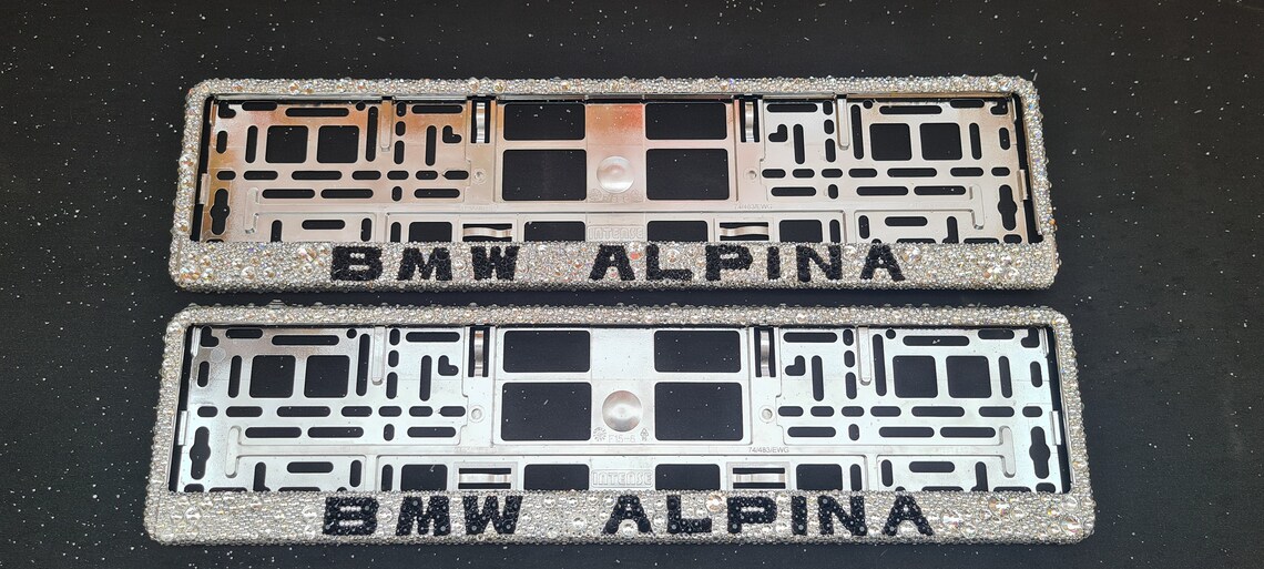 BMW ALPINA License Plate Frame Made With Crystals Swarovski Etsy