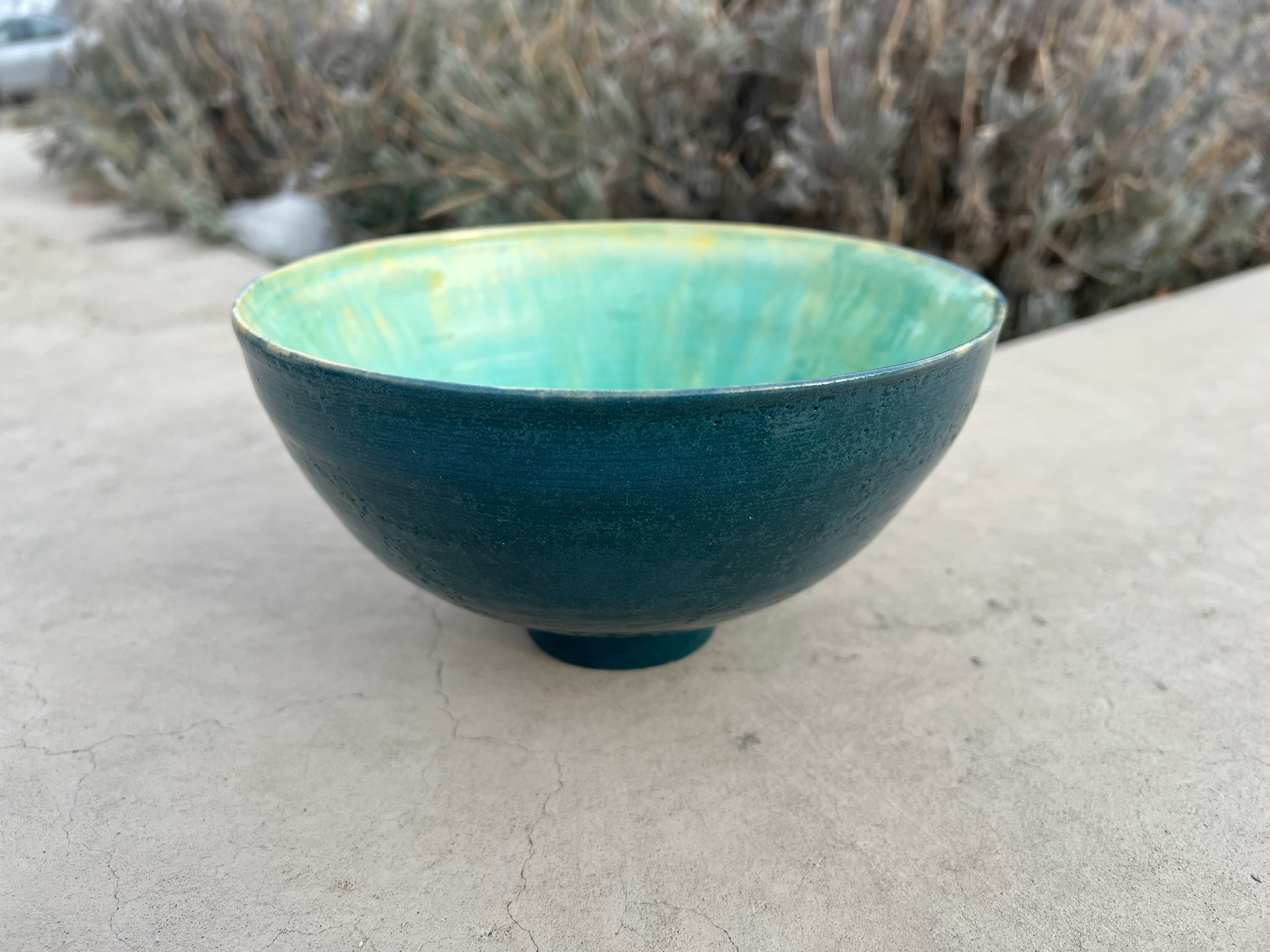 1930s Studio Pottery Bowl: Drip Glaze Earthenware, Signed Potter Smith