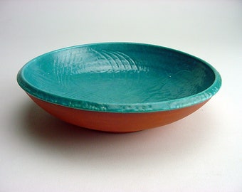 Vintage Abstract Carved Earthenware Bowl: Signed Robert Schellin, Wisconsin Artist