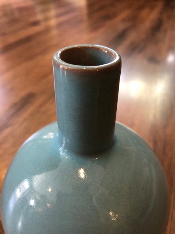 1930's Powder Blue Pottery Ceramic Red Clay Bottle Etsy