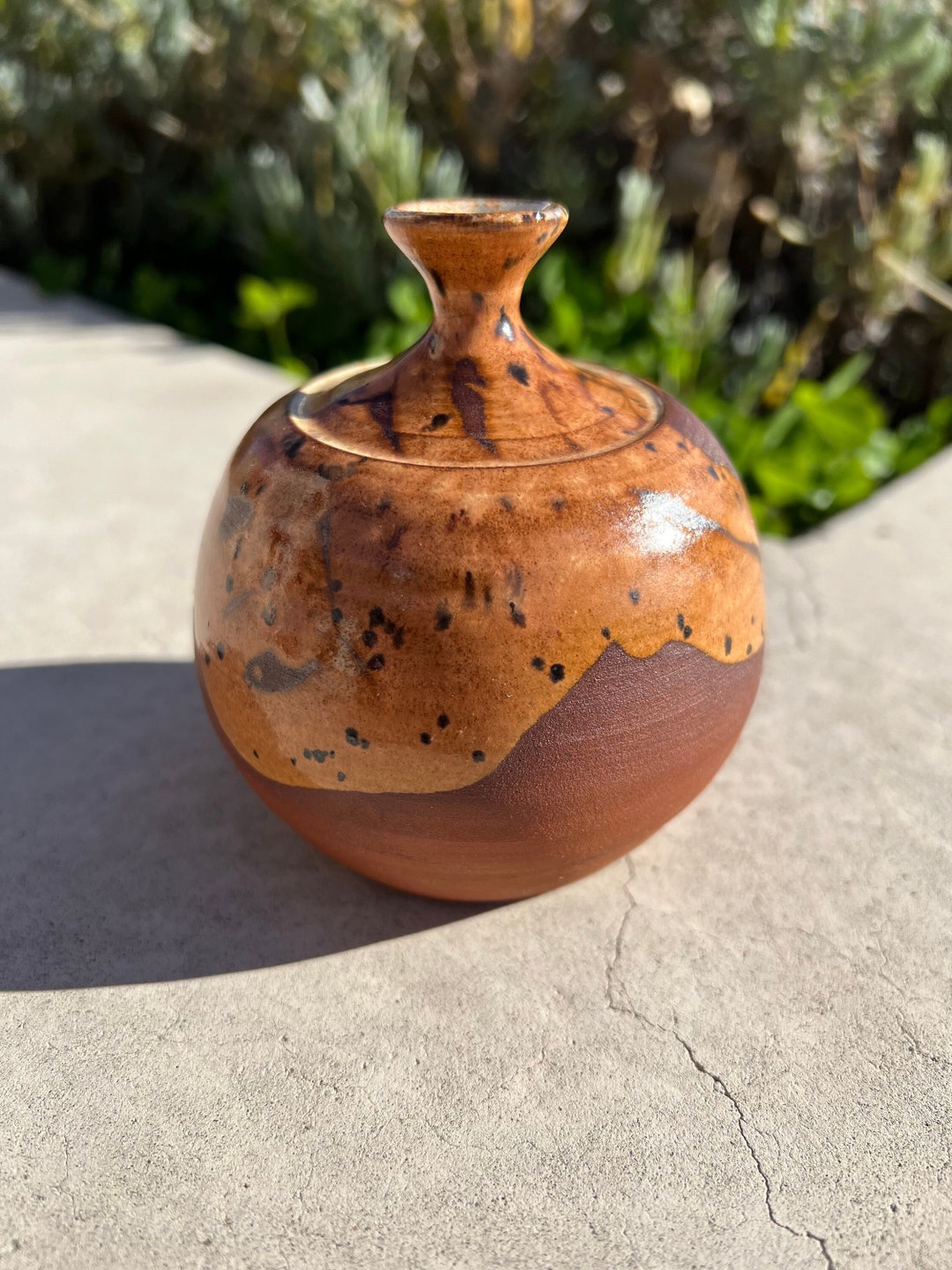 1960's Original Wayne Taylor Red Clay Studio Pottery Weedpot Bottle Vase Form SIGNED Asymmetry