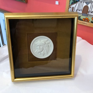 Framed 1970 Porcelain The Cybis Comanche Chief Medallion aka Quana Comanche Indian Chief Plaque Limited Edition of 100