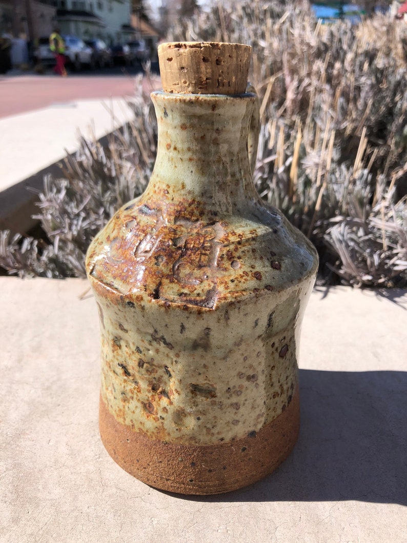 Circa 1978 Listed California North Carolina Florida Potter Artist Paul Frehe Handled corked studio pottery pottery jug SIGNED 1948-
