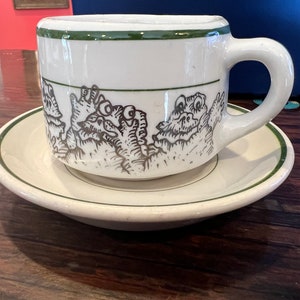 David Gilhooly Frog Art Cup & Saucer: China Painted Tepco Restaurant Ware