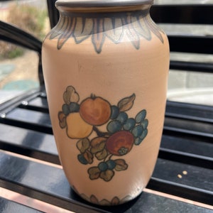 1930s L. Hjorth Danish Pottery Vase: Scandinavian Fruit Design