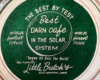 Vintage Little Butch&#39;s Cafe Ashtray: 1950s Iowa Advertising