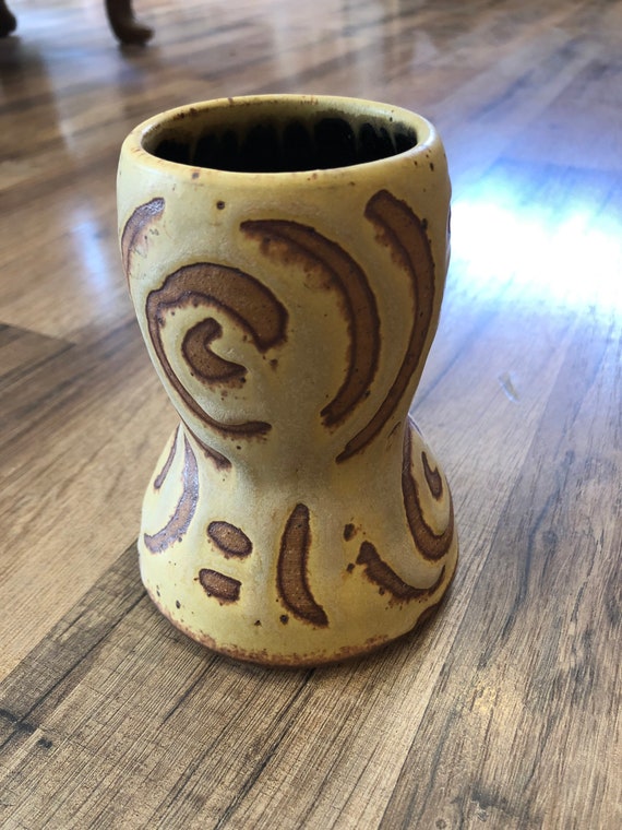 Original Wax Resist Design Studio Pottery Vessel With Etsy