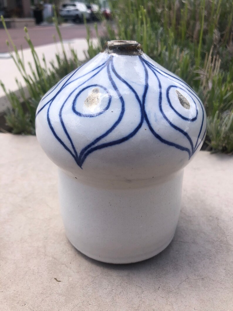 Vintage Circa 1978 Original Weighted Decorated Weed Pot Vase Etsy