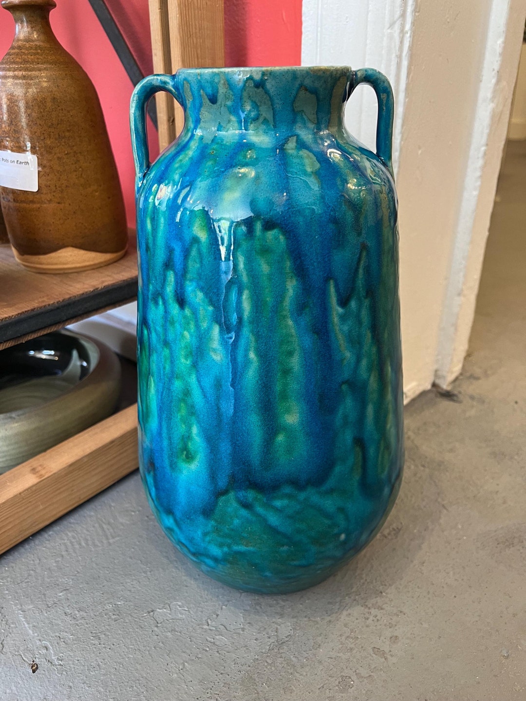 1950s Rhoda Robbins Shedd Persian Drip Glazed Vase: Signed Art