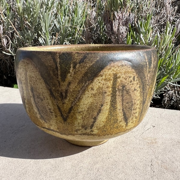 Circa 1960 Original Glazed Design SIGNED pottery bowl by Claude Schrantz from the Louis Raynor Collection perfect for the MCM decor and more