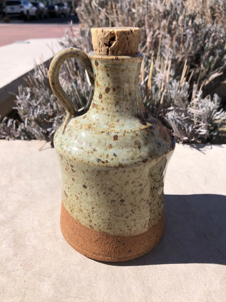 Circa 1978 Listed California North Carolina Florida Potter Artist Paul Frehe Handled corked studio pottery pottery jug SIGNED 1948-