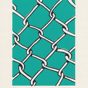 Cartel serigrafiado original malla de alambre turquesa imagen 3