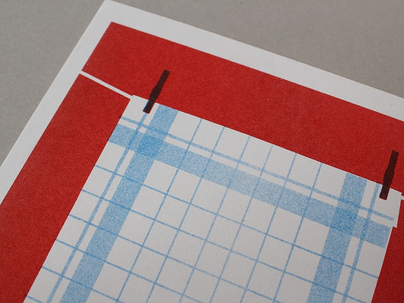 Risograph Print blaues Küchentuch original Druck Kunst für | Etsy