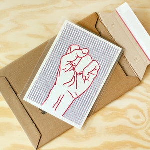 Risograph Print Poster red Fist, Risograph Print mini Poster, hand drawing image 3