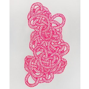 Nautical Rope Knot Silkscreen Print neon pink, handprinted silkscreen print, original art print for your home