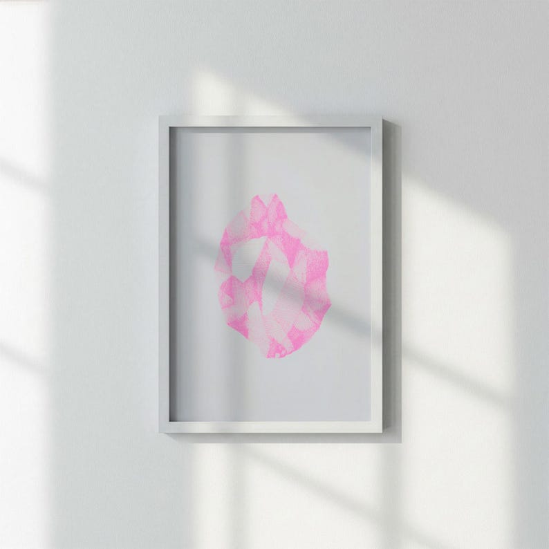 risograph print poster a4 neon pink diamond stone