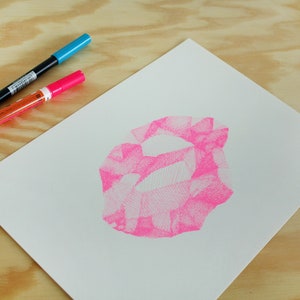 a4 risograph print poster neon pink gemstone