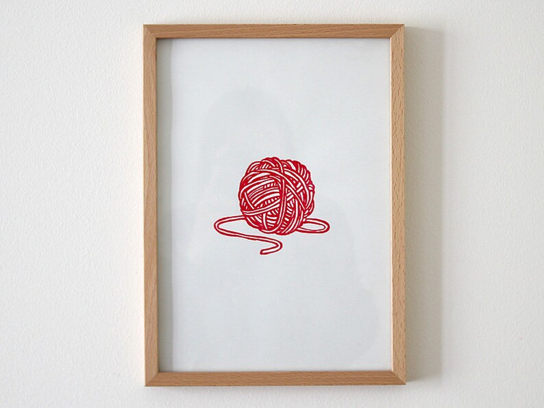 Red Wool Yarn Ball image 4