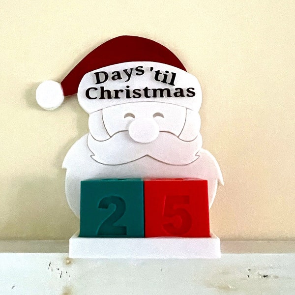 Santa Claus Advent Block Calendar - Days til Christmas 3D print